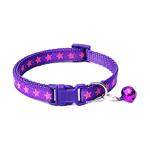 CUSROS Halsband für Haustiere, Hundewelpen, Sterne, Glockenschnalle, verstellbar, Einheitsgröße, Violett von CUSROS