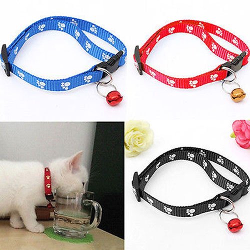 CUSROS Halsband für Hunde und Katzen, verstellbar, mit Fußabdruck, Nylon, mit Glöckchen, Einheitsgröße von CUSROS