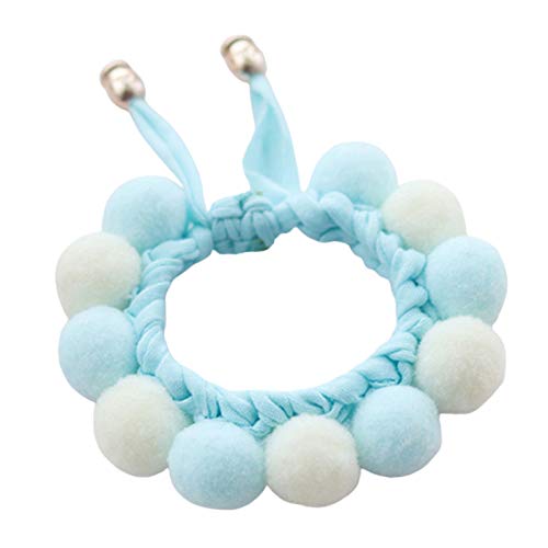 CUSROS Handgefertigtes Plüsch-Halsband für Hunde und Katzen, mit Bällen, als Geschenk für Ihr Haustier, Blau, XS von CUSROS