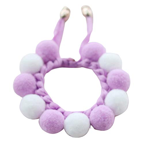 CUSROS Handgefertigtes Plüsch-Halsband für Hunde und Katzen, mit Bällen, als Geschenk für Ihr Haustier, hellviolett, L von CUSROS