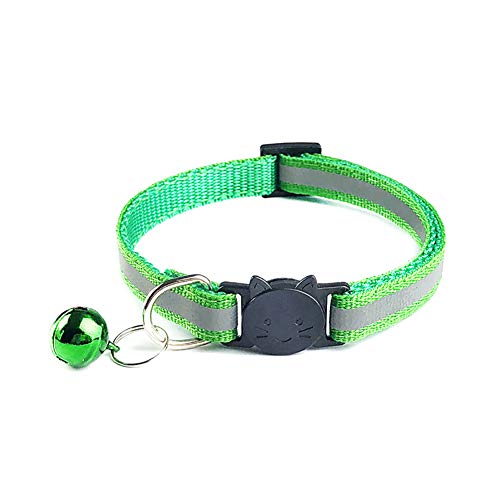 CUSROS Haustiere Hundeglocke Nachtsicherheit Reflektierendes Halsband, Katzenkopf Schnalle Halskette Halsriemen Hund Katzenhalsbänder Halsgürtel Krawatte Schal Kragenriemen Gras-Grün Einheitsgröße von CUSROS