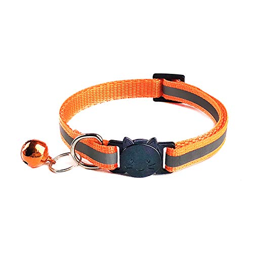 CUSROS Haustiere Hundeglocke Nachtsicherheit Reflektierendes Halsband, Katzenkopf Schnalle Halskette Halsriemen Hund Katzenhalsbänder Halsgürtel Krawatte Schal Kragenriemen Orange Einheitsgröße von CUSROS