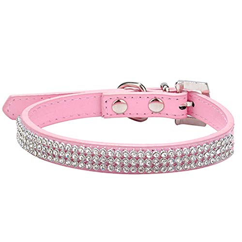 CUSROS Hundehalsband Verstellbar Tragbar Kunstleder Colorul Pet Supplies Katzenhalsband Band Geschenk Für Ihr Haustier Rosa S. von CUSROS