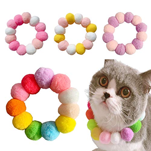 CUSROS Katze Bunte Plüschkugeln Halsband Hundehalsring Riemen Fotografie Kragen Band Geschenk Für Ihr Gelb M. von CUSROS