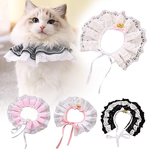 CUSROS Katzen Kätzchen Blume Spitze Bogen Glocke Kragen String Lätzchen Halskette Halsriemen Kragen Band Geschenk Für Ihr Rosa Spitze # S. von CUSROS