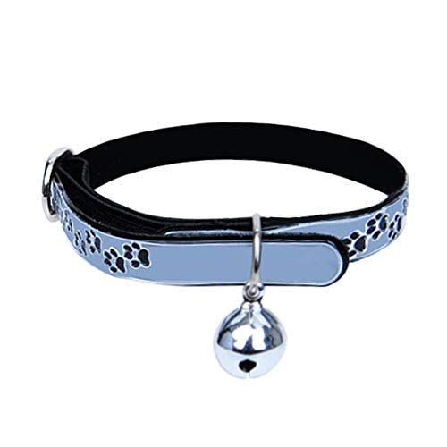 CUSROS Katzenhalsband mit reflektierenden Fußabdrücken und verstellbarem Traktionsgürtel, Geschenk für Ihr Haustier, silberfarben, Einheitsgröße von CUSROS