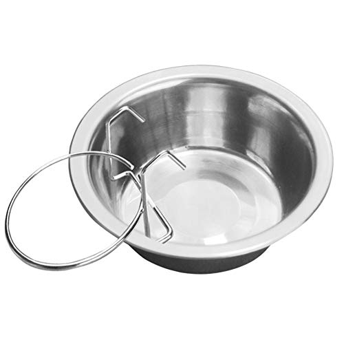 CUSROS Metallnapf Katzennapf Katzennapf Katzenfutter Näpfe Katze Wassernapf Katzenfutter Futternapf Käfig Kiste Rutschfest Hängend Futterschale Wasserspender mit Haken Silber L von CUSROS