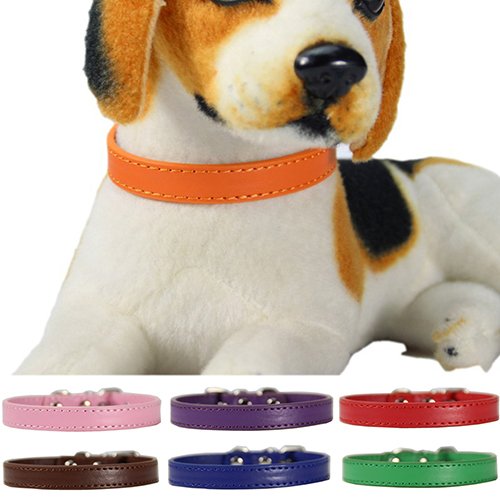 CUSROS Mode Verstellbare Kunstleder Einfarbig Hund Katze Welpen Halsriemen Haustier Halsband Band Geschenk Für Ihr Haustier Orange S. von CUSROS