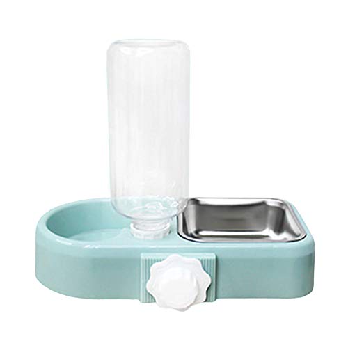 CUSROS Pet Cat Dog Auto Feeder Wasserspender, Doppelte Trinkschale Wasserspender Wasserspeicher Drinkwell Dish Food Container Blau Einheitsgröße von CUSROS