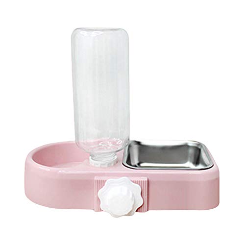 CUSROS Pet Cat Dog Auto Feeder Wasserspender, Doppelte Trinkschale Wasserspender Wasserspeicher Drinkwell Dish Food Container Rosa Einheitsgröße von CUSROS