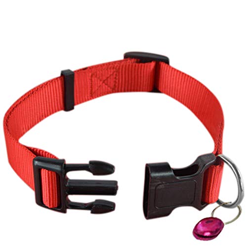 CUSROS Verstellbare Nylon-Halskette für Hunde, Welpen, Katzen, Haustier-Sicherheit, modische Schnalle, Halsband, Geschenk für Ihr Haustier, Rot, Größe M von CUSROS