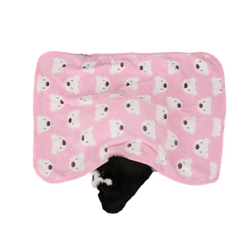 CUSROS Welpen-Pad-Haustierdecke, Korallen-Fleece-Haustierdecke, Cartoon-Druck, lichtecht, weich, bequem, lichtbeständig, Haustierbettlaken, Kissen, warme Haustierdecke Rosa L von CUSROS