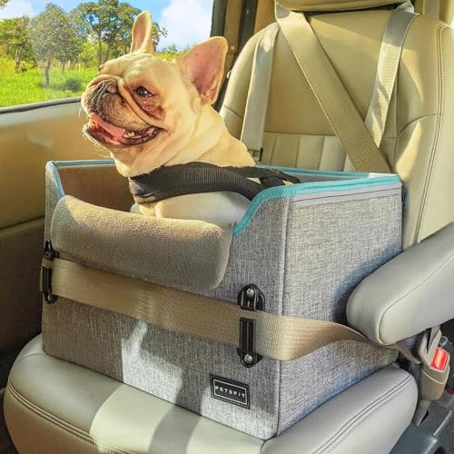 Hunde-Autositz, Haustier-Autositz für große, mittelgroße oder 2 kleine Hunde, Hundeerhöhungssitz mit 2 Hunde-Sicherheitsgurten, Abnehmbarer, waschbarer Haustier-Autositz,Grey von CUTEBAOO