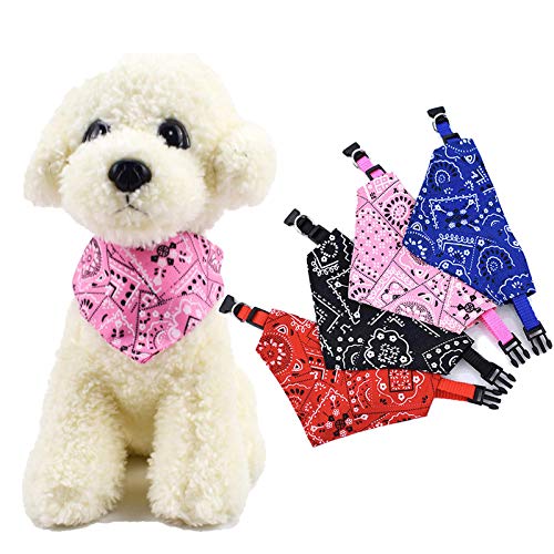 CUTIECLUB Chiatai 4 Stück Pet Bandana Halsband Set Hund Boho Halstuch Riemen Hals Schal Dreieck Handtücher Speicheltuch Mandala Flroal Muster L. von CUTIECLUB