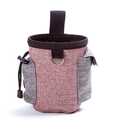 CUTIECLUB Chiatai Dog Treat Bag, Pet Training Pouch mit eingebautem Poop Bag Dispenser Verstellbarer Taillenbund Taillentasche für unterwegs oder im Freien Pink von CUTIECLUB