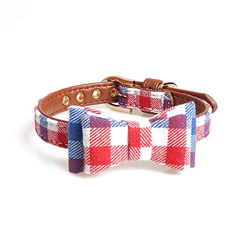 CUTIECLUB Chiatai Hundehalsband mit Kopftuch oder Fliege, verstellbares Karo-Kopftuch-Set Schal-Zubehör für kleine mittelgroße große Hundekatzen Blau-weiß Kariertes Halsband, M. von CUTIECLUB