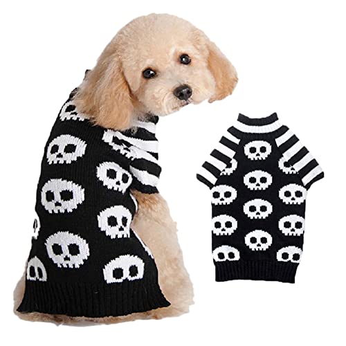 CUTIECLUB Halloween-Kostüm für Hunde und Katzen, mit Totenkopf, Kürbismuster, niedliches Haustierkostüm für Katzen, Kätzchen, Welpen, Hunde, Weiß, Größe S von CUTIECLUB