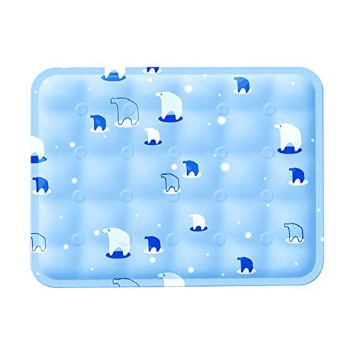 CUTIECLUB Haustier Hund Kühlmatte Pad für Sommer, Welpen Hunde Katzen halten kühl Ice Pad Cool Silk Matratze Bett Matten Blue Bear L von CUTIECLUB