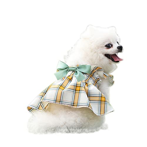 CUTIECLUB Hundekleid, klassisch, mit Karomuster, für Mädchen, Hunde, Rock mit niedlicher Schleife, Haustierkleidung für kleine Hunde und Katzen, Grün, S von CUTIECLUB