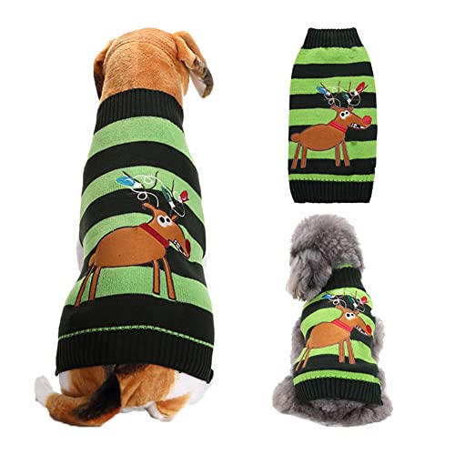 CUTIECLUB Hundepullover für Weihnachten, gestrickte Weihnachten Rentier Haustier Katze Pullover Winterkleidung für kleine bis mittelgroße Hunde Katzen M von CUTIECLUB