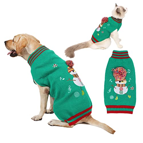 CUTIECLUB Hundepullover für Weihnachten, gestrickte Weihnachts-Rentier-Haustier-Katzenpullover Winterkleidung für kleine bis mittelgroße Hunde Katzen L von CUTIECLUB