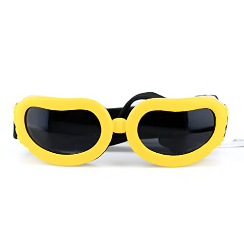 CUTIECLUB Katzen Brille Haustier Hunde Sonnenbrille Augenschutz Anti UV mit Gummiband Weiche Rahmen Brille für kleine Katzen Hunde Gelb von CUTIECLUB