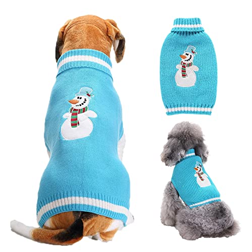 CUTIECLUB Weihnachtspullover für Hunde, Weihnachtsmann, Hirsch, Schneemann, Strickware, warm, für den Urlaub, Weihnachtspullover mit Schneemann, Größe L von CUTIECLUB