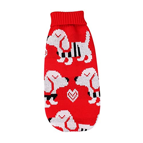 CUTIECLUB Weihnachtspullover für Hunde, klassischer Rollkragenpullover, weicher, warmer Wintermantel für Welpen, Hunde, Katzen, Festivalkleidung, roter Hund von CUTIECLUB