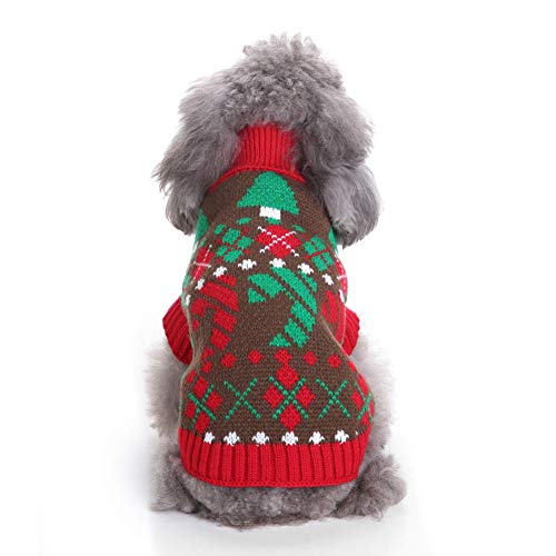 Chiatai Hund Weihnachten Winter Pullover, Weihnachtsbaum Strickpullover Hund Urlaub Haustier Kleidung Pullover für Hunde Welpen Kätzchen Katzen L von CUTIECLUB