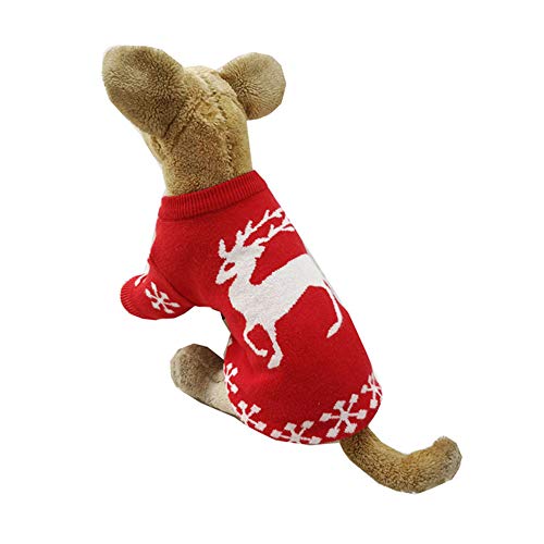 Chiatai Hunde-Strickpullover, niedlicher Welpen-Wollpullover, Rentier-Elch-Kostüm, Kleid, Winter, Weihnachten, Strickwaren, warmer Mantel, XL von CUTIECLUB