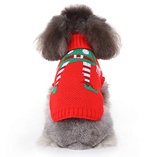 Chiatai Hundepullover, Weihnachtspullover für Haustiere, Katzen, Welpen, Strickwaren, Winter-Sweatshirt, Mantel, Rot, Größe L von CUTIECLUB