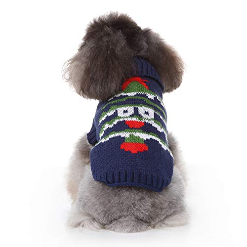 Chiatai Hundepullover, Weihnachtspullover für Haustiere, Katzen, Winter-Strickwaren, Weihnachtskleidung, Weihnachtsbaum, Rentier-Muster, warme Mäntel, marineblau, XL von CUTIECLUB