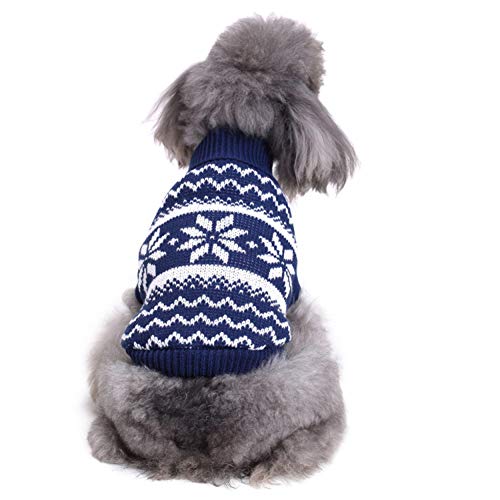 Chiatai Rollkragenpullover für Hunde, Weihnachtspullover, Strickpullover für den Winter, Marineblau, XL von CUTIECLUB