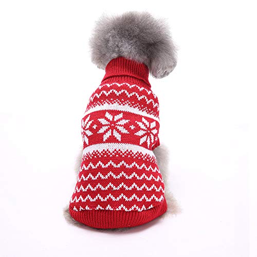 Chiatai Rollkragenpullover für Hunde, Weihnachtspullover, Strickpullover für den Winter, Rot von CUTIECLUB