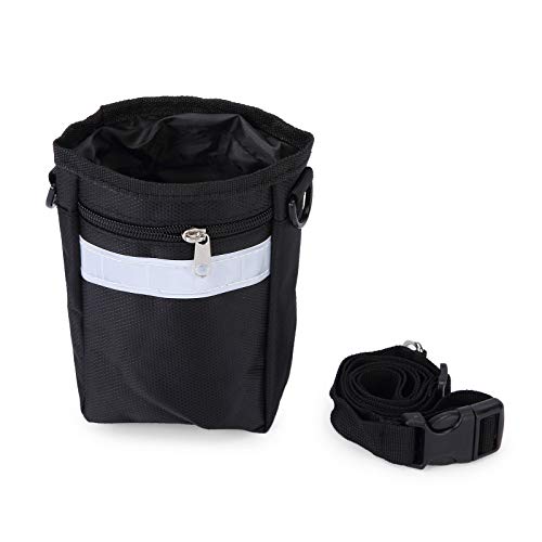 Chiatai Waterproof Dog Treat Pouch Bag, Pet Training Walking Treat Bag mit verstellbarem Gürtel, eingebauter Poo Bag Dispenser Schwarz von CUTIECLUB