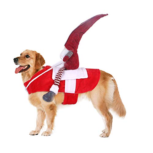 Chiatai Weihnachts-Hundekleidung, Weihnachtsmann-Reit-Outfit, Haustierkostüm, Kostüm, Kostüm, Kostüm, Party, Verkleidung, lustiges Festival, Urlaub, Outfit, XL von CUTIECLUB