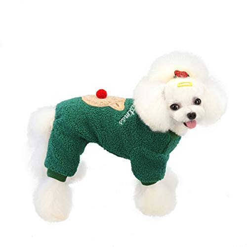 Chiatai Weihnachtspullover für Hunde und Katzen, Fleece, Rentier, Elch, Grün, Größe L von CUTIECLUB