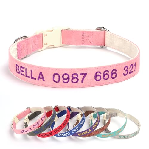 CUUOOT Personalisiertes Leder Hundehalsband, Doppellagiges Material Halsband mit Namen und Telefonnummer, einstellbare Größen für kleine, mittlere und große Hunde von CUUOOT