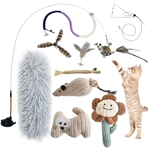 katzenspielzeug selbstbeschäftigung, interaktives katzenspielzeug vogel, katzen spielzeug kitten spielzeug, 18Pcs Saugnapf Katze Wand Spielzeug Katze Feder katzenminze spielzeug Spielzeug für katzen von CUUOOT