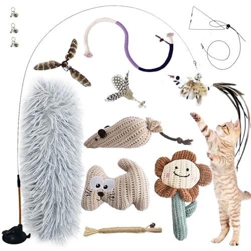 katzenspielzeug selbstbeschäftigung, interaktives katzenspielzeug vogel, katzen spielzeug kitten spielzeug, 18Pcs Saugnapf Katze Wand Spielzeug Katze Feder katzenminze spielzeug Spielzeug für katzen von CUUOOT