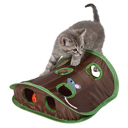Katzenspielzeug, 9 Löcher, interaktives Mäuse-Jagd mit Glockenball von Kätzchen, zusammenklappbar, interaktives Intelligenzspielzeug, fantastisch für Kätzchen und Katzen von CVERY