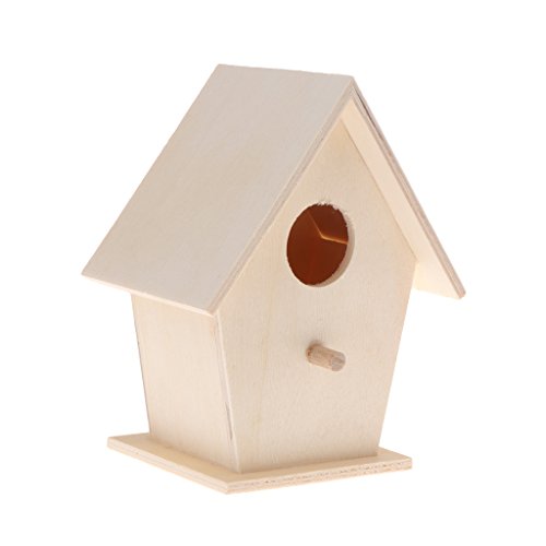 CVZJ Vogelhaus für draußen zum Bemalen Vogel Nistkasten Handgemachtes Vogelhaus mit Sitzstange für kleine Vögel Gartendekor Holz von CVZJ