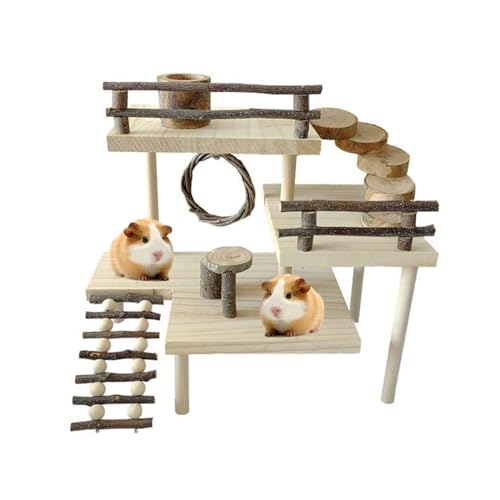 CVZQTE Natürliches Holzspielzeug Für Kleine Tiere Plattform Hamster Trainingskäfig Zubehör 3-stufiger Plattform Hamsterkäfig von CVZQTE