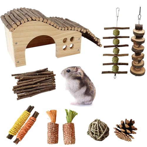 CVZQTE Pet Toy Bulk 10PCS Kauspielzeug Vogelkäfig Rattan Ball Schleifen Klettern Spielzeug Kleintierkäfig Spielplätze Heimtierbedarf Hamsterkäfigspielzeug von CVZQTE