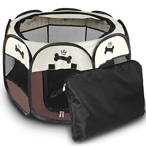 Haustier-Hundezelt, Katzen-Laufställe, schützendes Spielzelt, atmungsaktiv, achteckiges Zelt mit Netz-Oberseite, für drinnen und draußen von CVZQTE