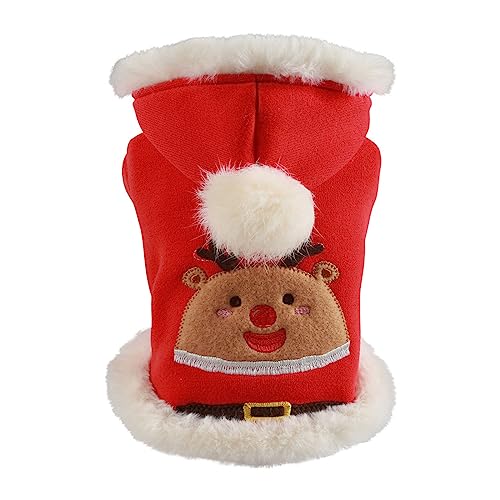 Hundekleidung Weicher Warmer Kapuzenpullover Weihnachts Winterjacken Knopfverschluss Weihnachtsmäntel Hunde von CVZQTE