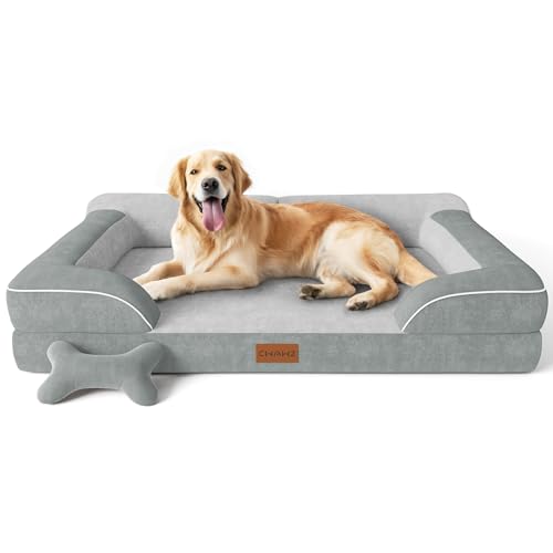 CWAWZ Extra großes Hundebett, orthopädisches Hundebett mit kühlendem Gel-Memory-Schaum, wasserdichtes XL-Hundebett mit abnehmbarem, waschbarem Bezug, 106,7 cm, Hundesofa, Couch, holländischer Samt mit von CWAWZ