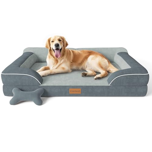 CWAWZ Extra großes Hundebett, orthopädisches Hundebett mit kühlendem Gel-Memory-Schaum, wasserdichtes XL-Hundebett mit abnehmbarem, waschbarem Bezug, 106,7 cm, Hundesofa, Couch, holländischer Samt mit von CWAWZ