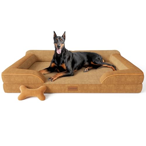 CWAWZ XXL Hundebett für extra große Hunde, riesiges orthopädisches Hundebett mit kühlendem Gel-Memory-Schaum, wasserdichtes Hundebett mit abnehmbarem waschbarem Bezug, 134,6 cm Hundesofabett, von CWAWZ