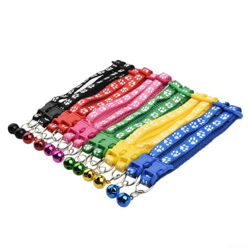 CWOQOCW Hundehalsband, verstellbar, für Katzen, Welpen, Schnalle für perfektes Halsband mit Glöckchen, 12-teiliges Set von CWOQOCW